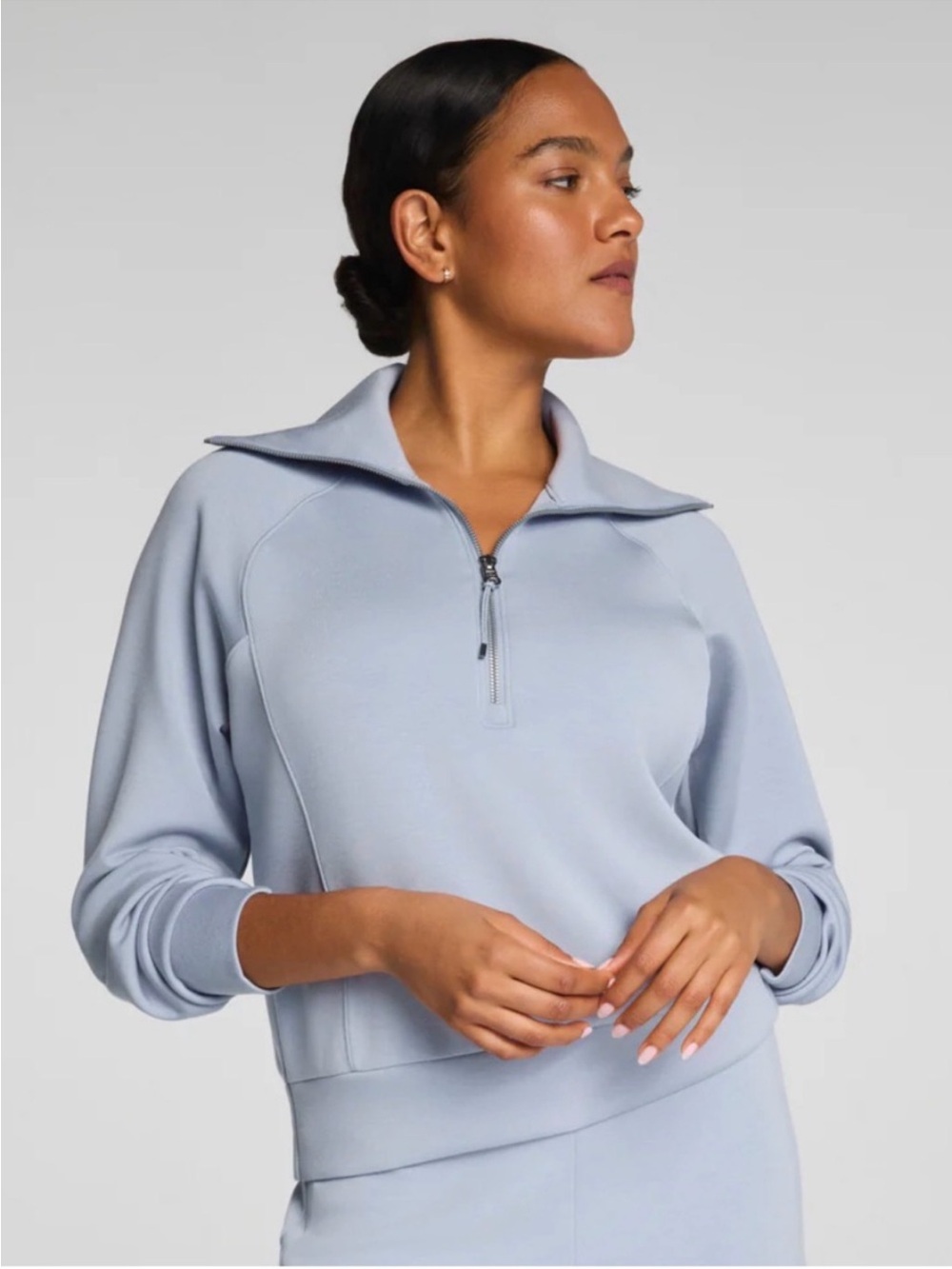 Spanx AirEssentials Half Zip Womens XS Half Zip Pullover Himalayan Cloud NWT